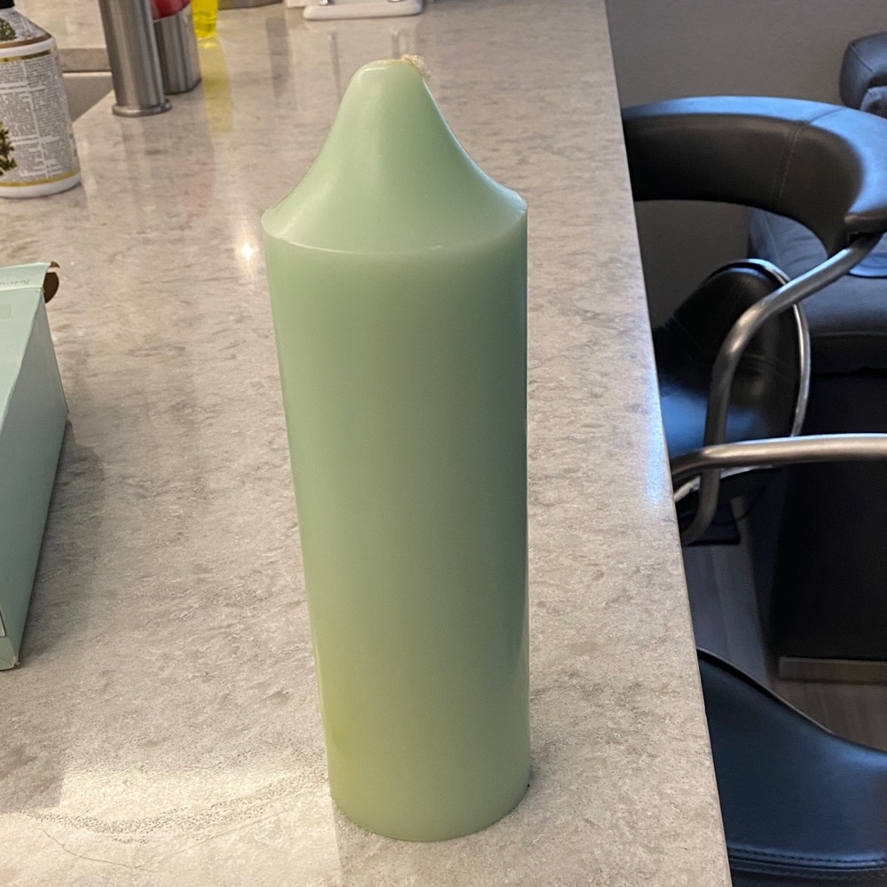 Mint Green Decorative Pillar Candle